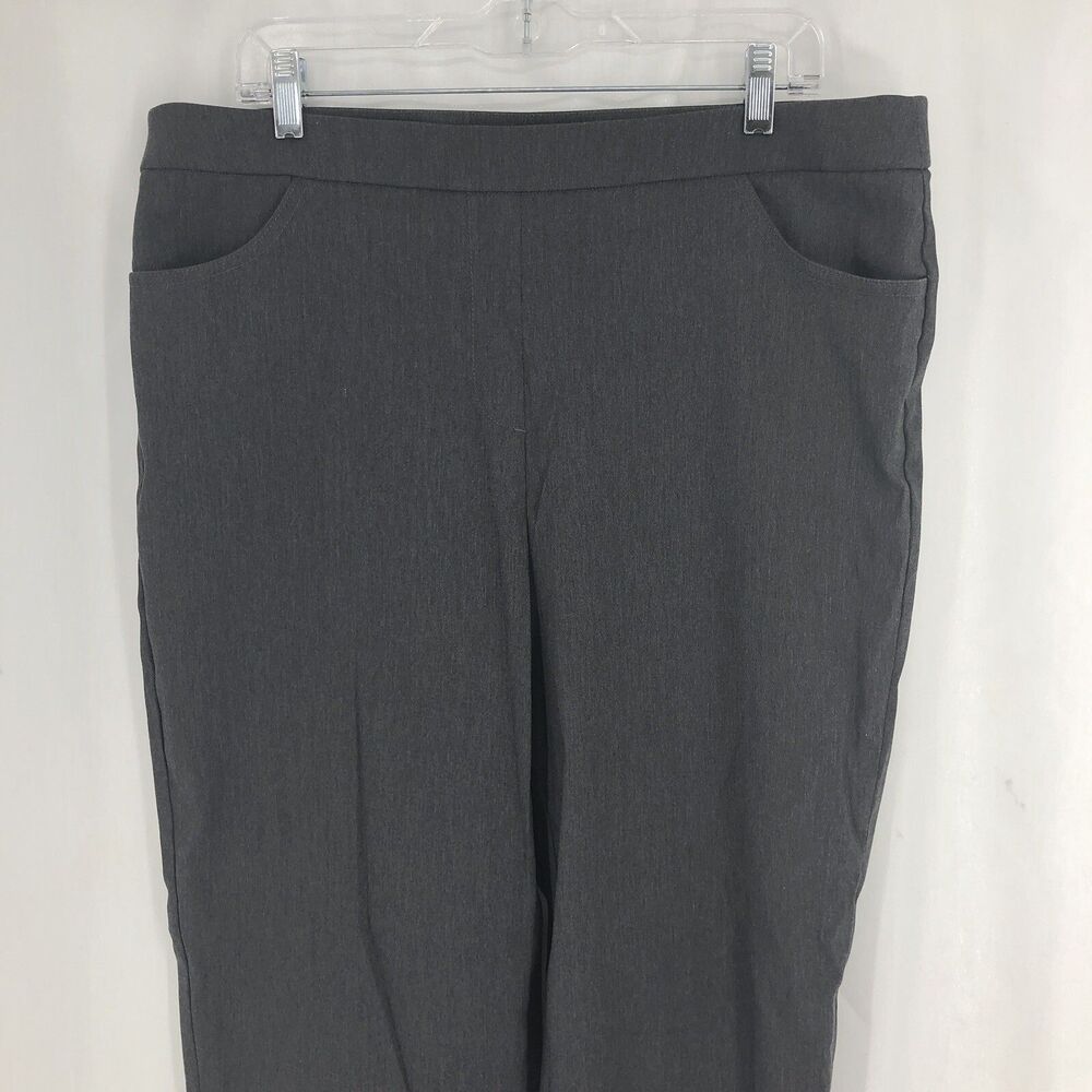 Alfred Dunner Knit Pull-On Tapered Leg Pants Gray Slacks 16 (37x28)